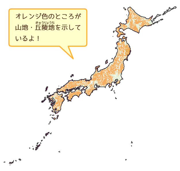日本の山地分布